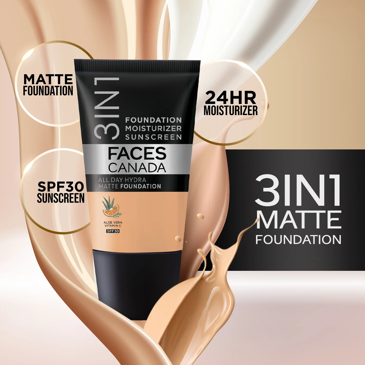 Always On Shine Combo - Mini Rose Gold Strobe Cream +Mini Makeup Fixer + Hydra Matte Foundation (Mini) - (18ml) - Image 5