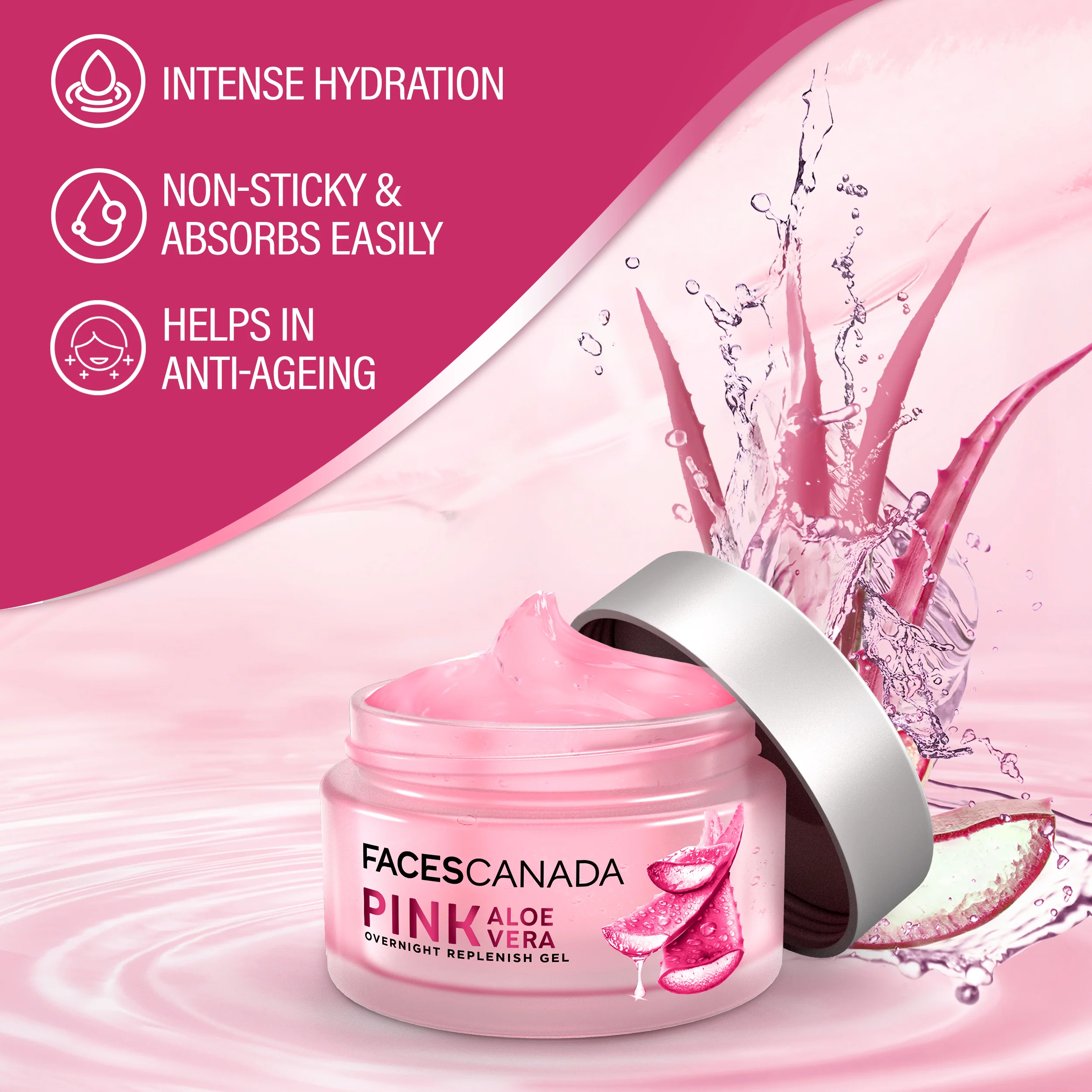 Pink Aloe Vera Overnight Replenish Gel - Image 4