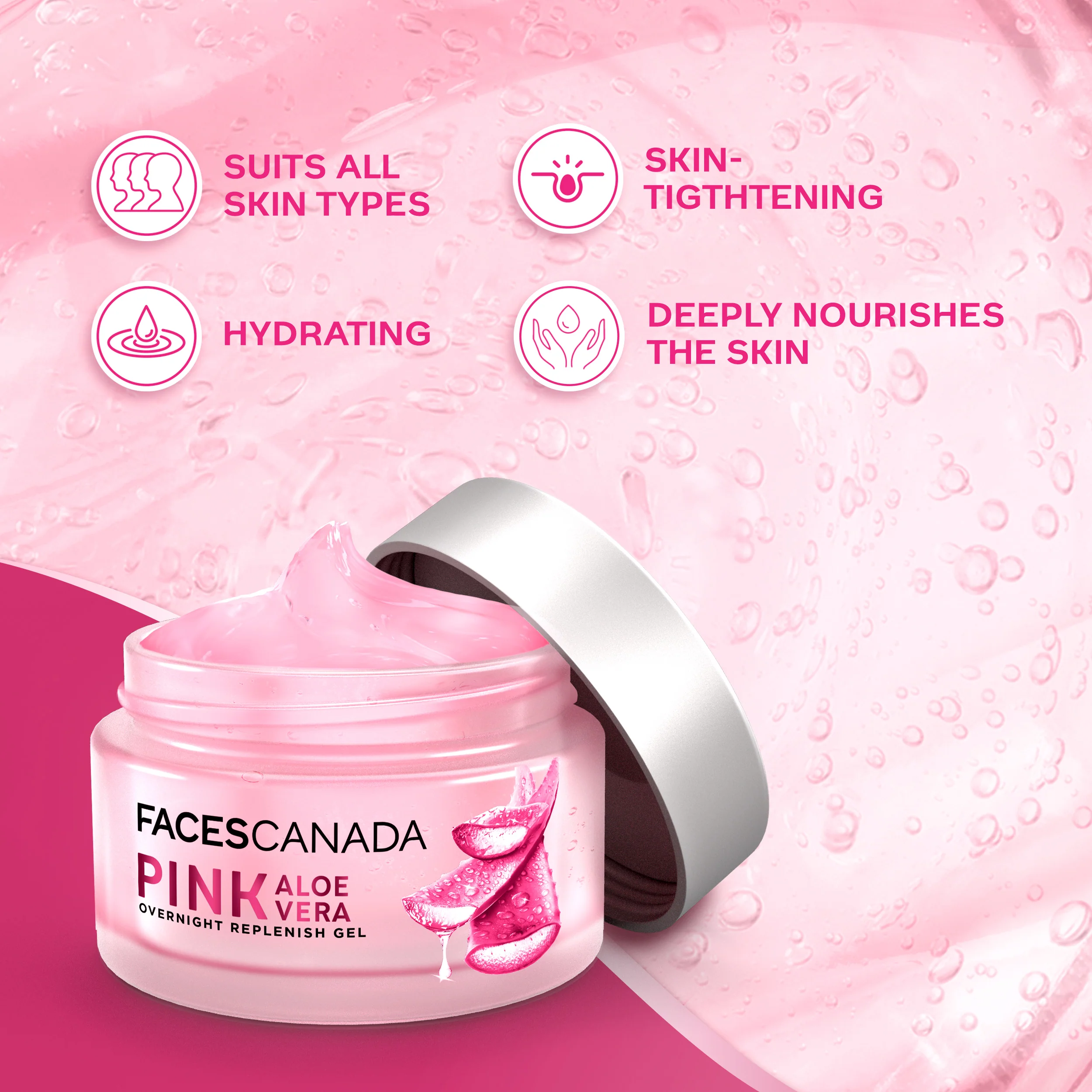 Pink Aloe Vera Overnight Replenish Gel - Image 5