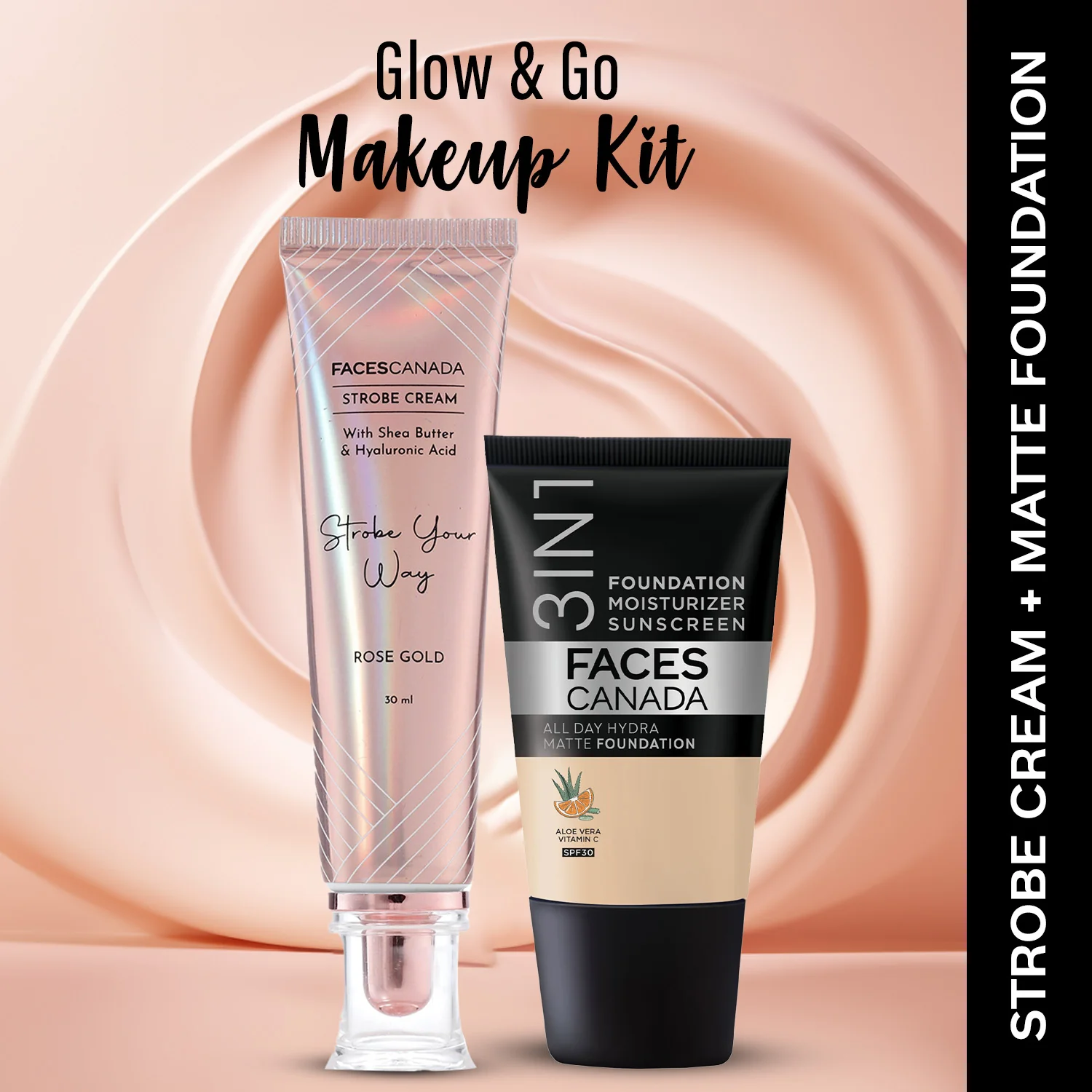 Rose Glow Kit | Rose Gold Strobe Cream (30ml) + Hydra Matte Foundation (Mini) - (18ml) - Image 10